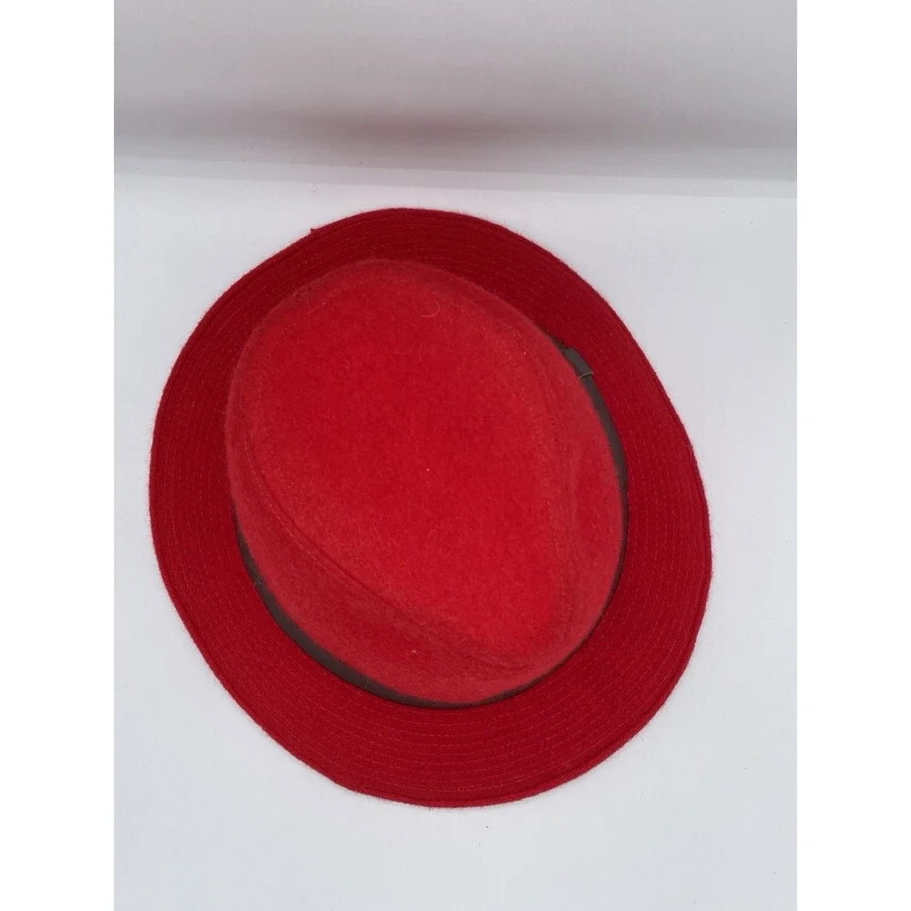 Filson Fedora Hat Mens Small Red Virgin Wool Leather Band Made in USA Heritage